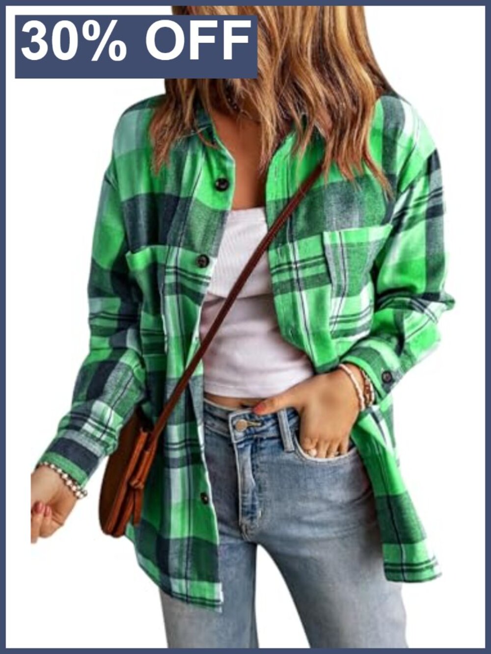 Oversized Flannel Plaid Button Down Shirt Long Sleeve Boyfriend Fit
